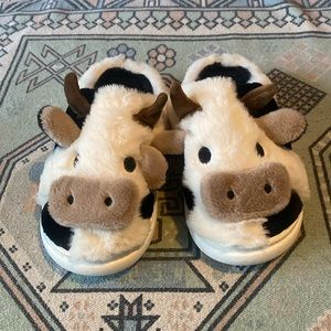 Cow slippers slide on shoes